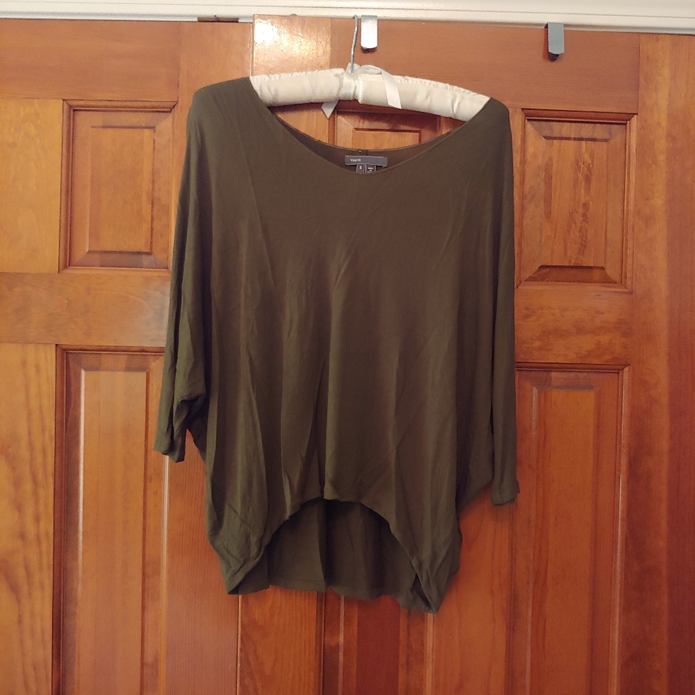Vince olive green crop wideneck shirt